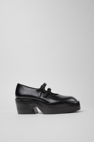 Side view of Billie Black Leather Moccasins for Women.
