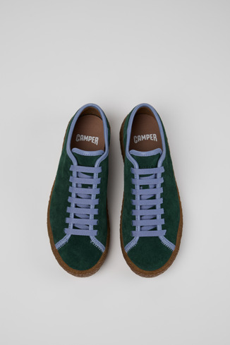 Overhead view of Peu Terreno Green Nubuck and Leather Shoes for Women.