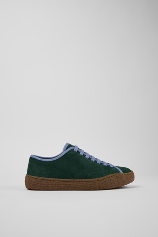 Side view of Peu Terreno Green Nubuck and Leather Shoes for Women.