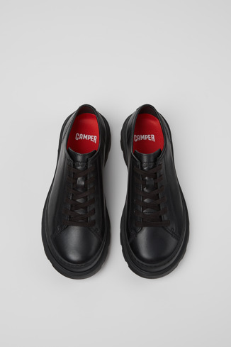Overhead view of Brutus+ Black Leather Shoes for Women.
