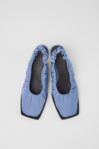 Overhead view of Karole Blue Textile Semi-Open Shoes for Women.