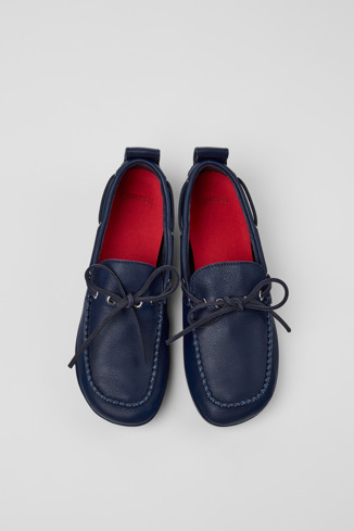 Overhead view of Right Nina Blue Leather Ballerinas for Women.