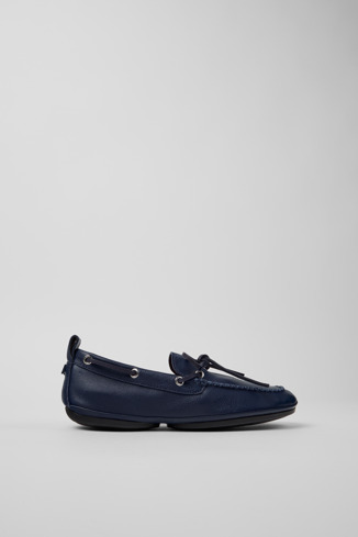 Side view of Right Nina Blue Leather Ballerinas for Women.
