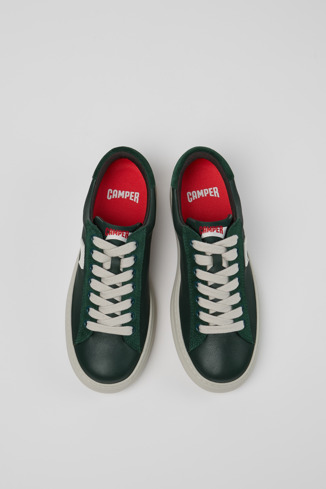 Overhead view of Runner Green Leather and Nubuck Sneakers for Women.