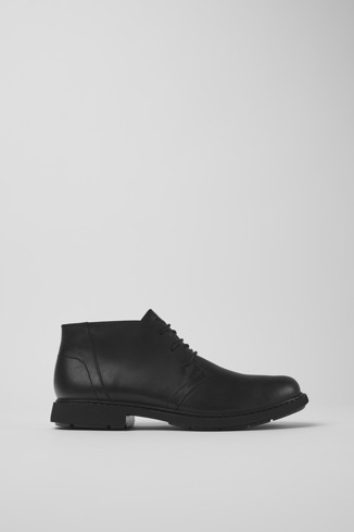 Side view of Neuman Men's black ankle boot