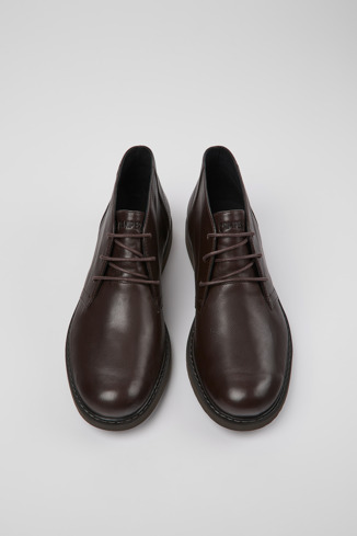 Overhead view of Neuman Brown leather ankle boots for men