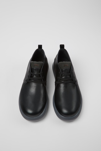Overhead view of Capsule Black leather and nubuck sneakers for men