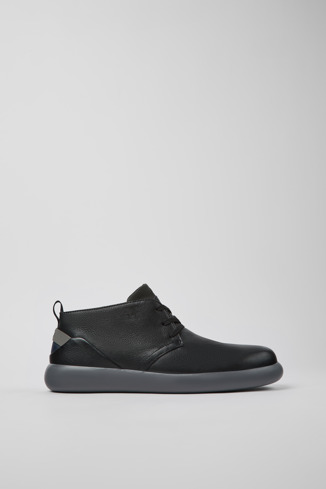 Side view of Capsule Black leather and nubuck sneakers for men