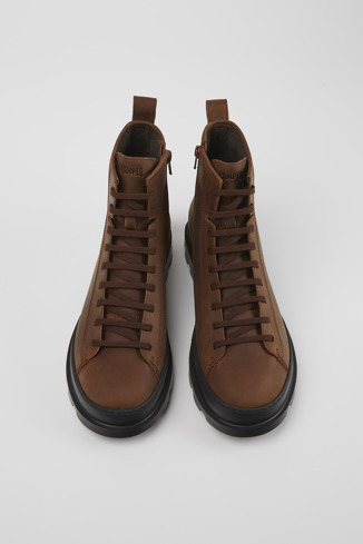 Overhead view of Brutus Brown medium lace boot for men