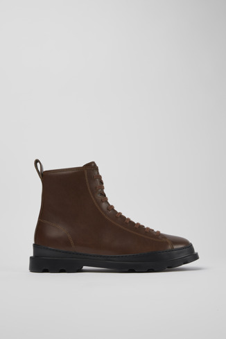 Side view of Brutus Brown medium lace boot for men