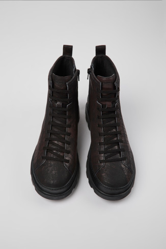 Overhead view of Brutus Black-brown brushed nubuck boot for men