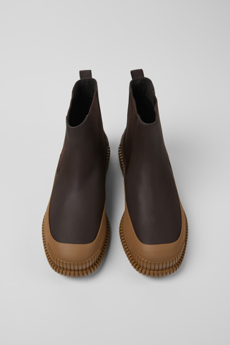 Overhead view of Pix Brown Leather Chelsea Bootie for Men