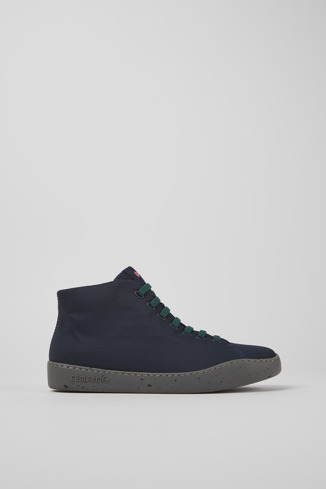 Side view of Peu Touring Blue textile ankle boots for men
