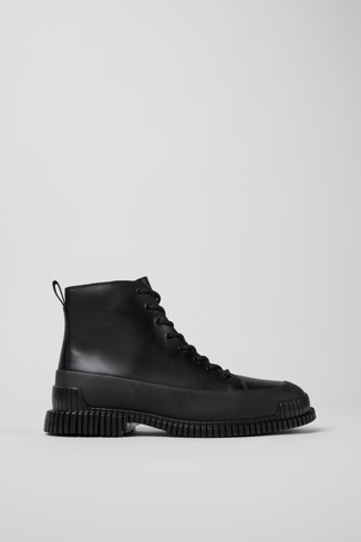 Side view of Pix Smart black lace up boot for men