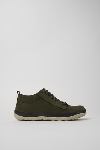 Side view of Peu Pista Green nubuck shoes for men