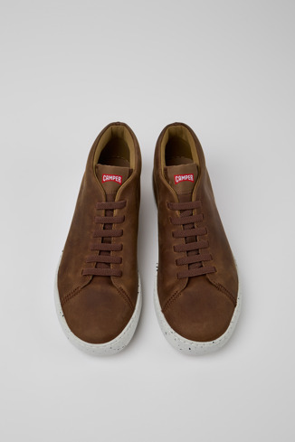 Overhead view of Peu Touring Brown leather sneakers for men