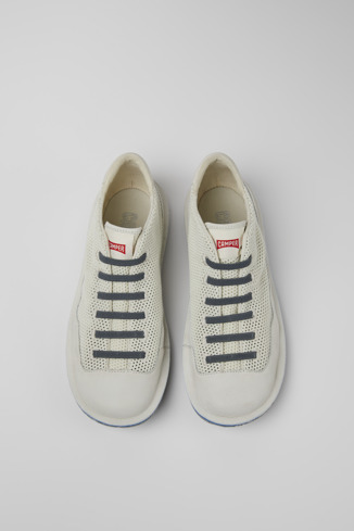 Overhead view of Beetle White non-dyed leather sneakers for men