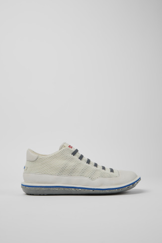 Side view of Beetle White non-dyed leather sneakers for men