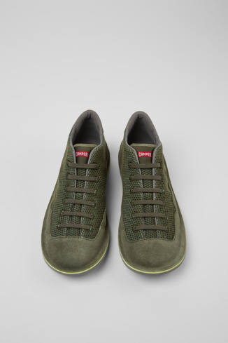 Overhead view of Beetle Green TENCEL™ Nubuck Ankle Boots for Men.