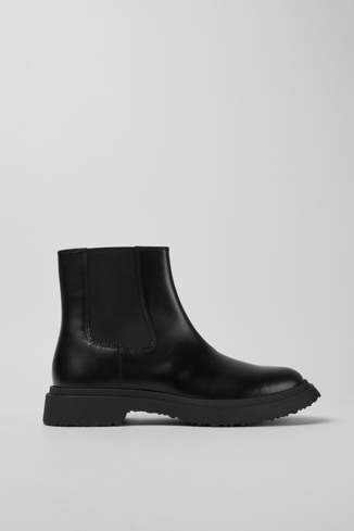 Side view of Walden Black leather boots for men