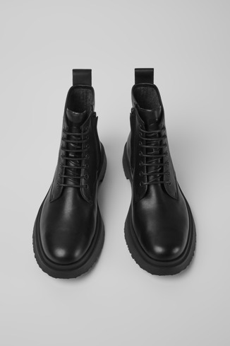 Overhead view of Walden Smart black lace up mid boot for men