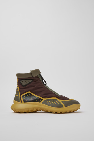 Side view of CRCLR Breathable men's brown and yello ankle boots