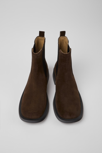 Overhead view of MIL 1978 Brown nubuck Chelsea boots for men