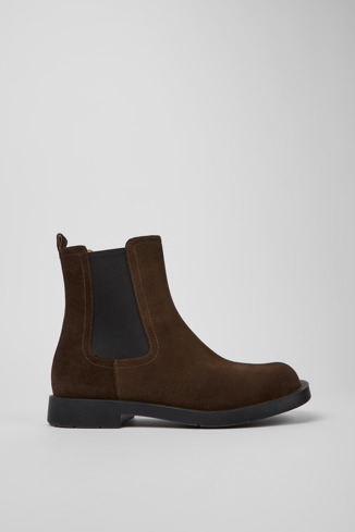 Side view of MIL 1978 Brown nubuck Chelsea boots for men