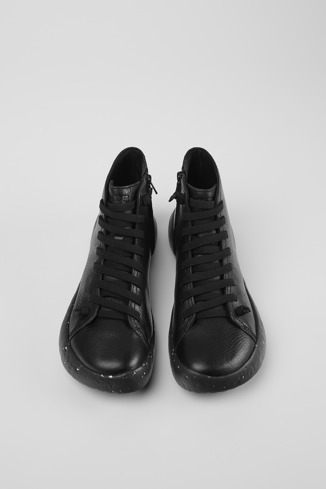 Overhead view of Peu Stadium Black leather ankle boots for men