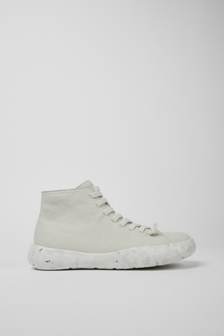Side view of Peu Stadium White non-dyed leather ankle boots for men