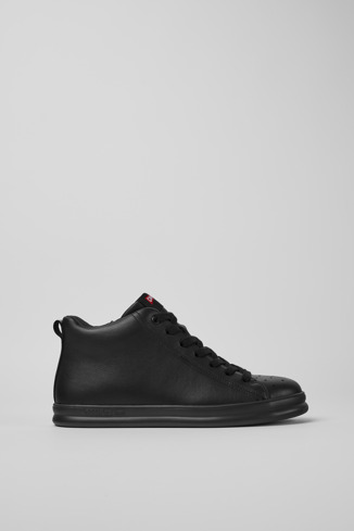 Side view of Runner Black leather sneakers