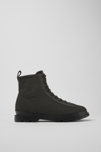 Side view of Brutus Gray textile and nubuck ankle boots for men