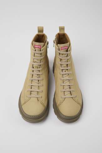 Overhead view of Brutus Beige textile and nubuck ankle boots for men