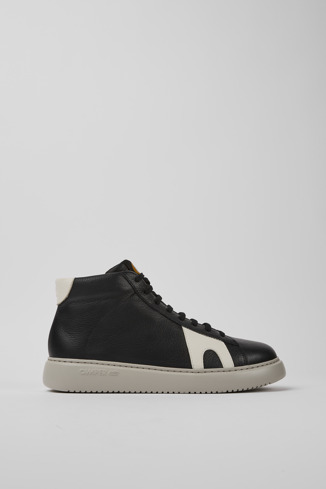 Side view of Runner K21 Black and white leather sneakers