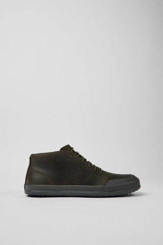 Side view of Chasis Dark green leather ankle boots for men