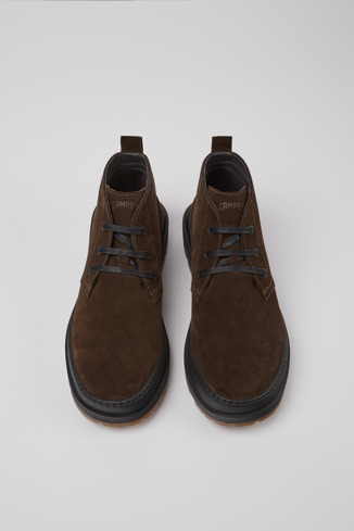 Overhead view of Brutus Trek Brown nubuck ankle boots for men