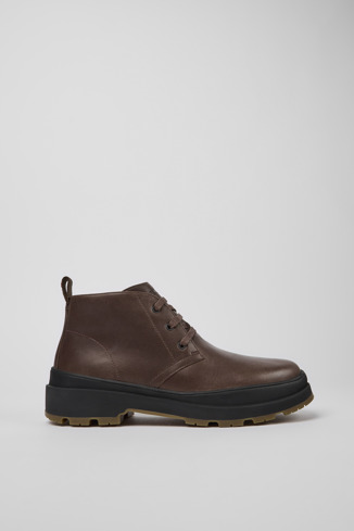 Side view of Brutus Trek Brown leather ankle boots for men