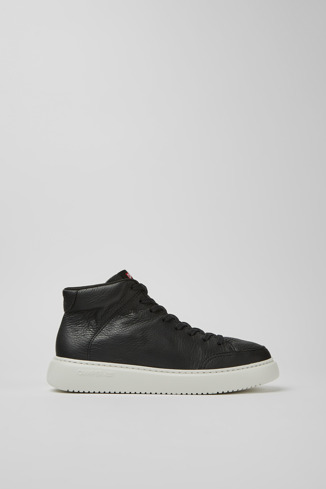 Side view of Runner K21 Black leather sneakers for men