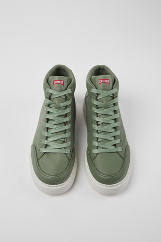 Overhead view of Runner K21 Green leather sneakers for men