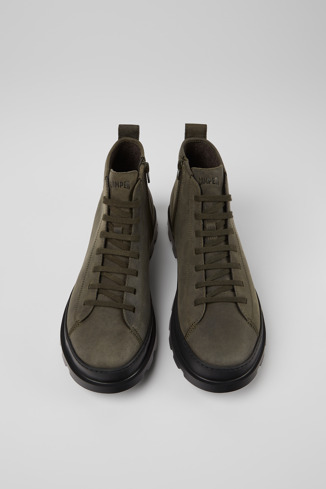 Overhead view of Brutus Dark green nubuck ankle boots for men