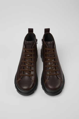 Overhead view of Brutus Dark brown leather ankle boots for men