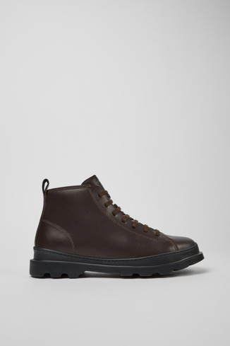 Side view of Brutus Dark brown leather ankle boots for men