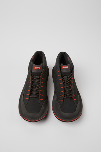 Overhead view of Beetle Dark gray textile and nubuck ankle boots for men