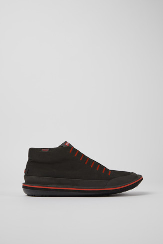 Side view of Beetle Dark gray textile and nubuck ankle boots for men