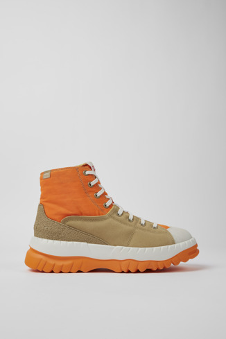 Side view of Teix Orange and beige ankle boots for men