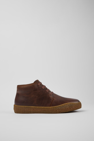 Side view of Peu Terreno Brown leather shoes for men