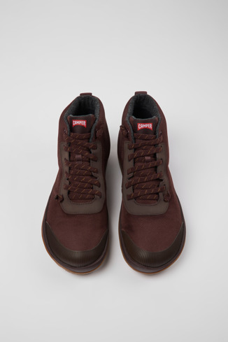 Overhead view of Peu Pista GORE-TEX Burgundy textile ankle boots for men