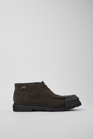 Side view of Junction Gray nubuck shoes for men