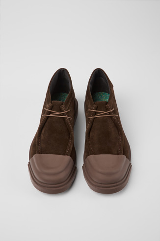 Overhead view of Junction Brown nubuck shoes for men