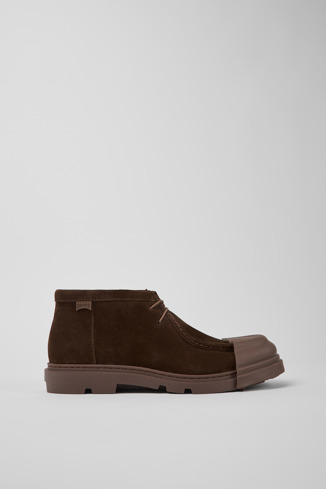 Side view of Junction Brown nubuck shoes for men